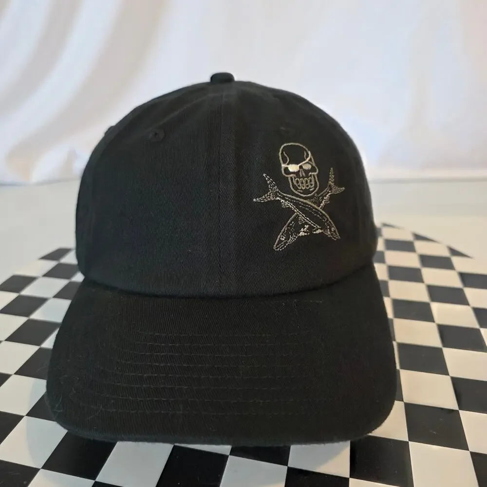 Columbia PFG Black Skull and Crossfish Adjustable Strapback Hat O/S